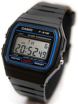Relógio Casio COLECTION modelo F-91W-1YEG Unissex